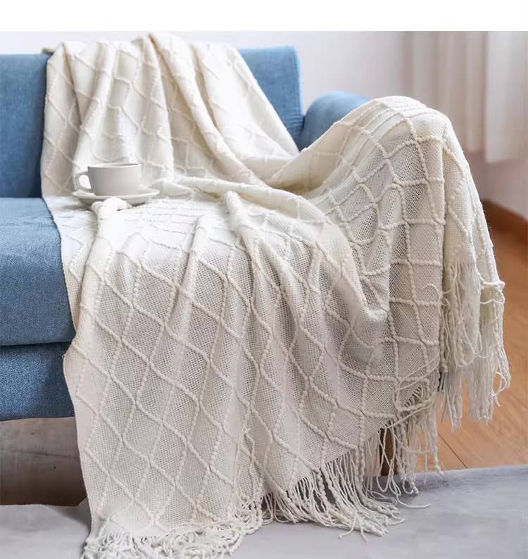 Knitted Throw Blanket, Soft and Cozy Throw Blanket 50x60"