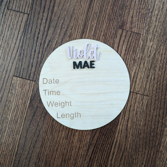 Newborn Baby Stats Sign