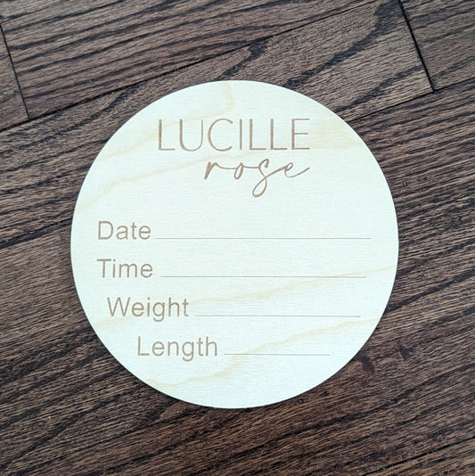 Newborn Baby Stats Engraved Sign