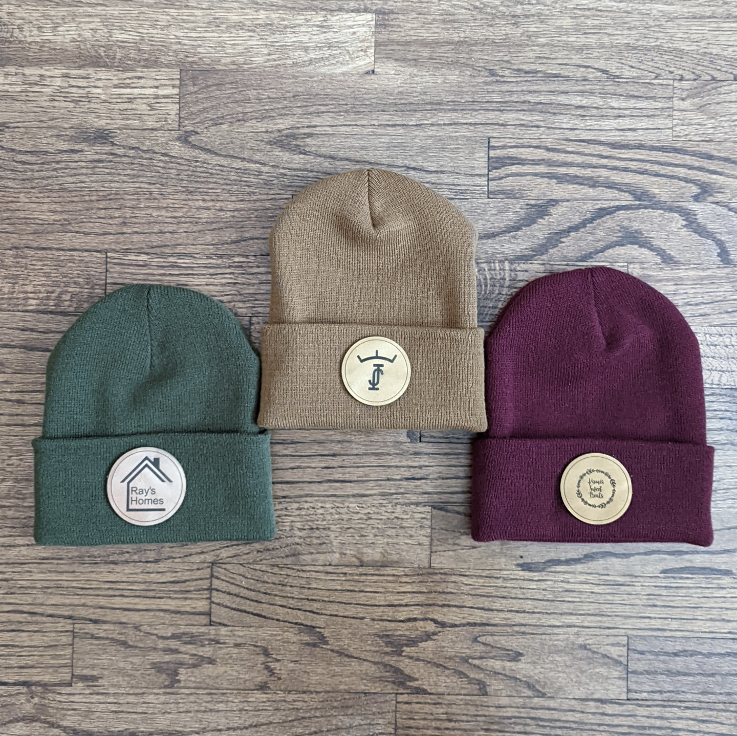 Small Business Leather Patch Beanies | Small Business Branding