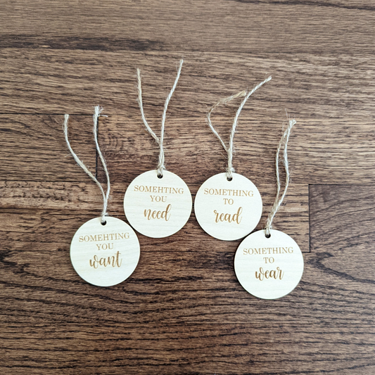 Wear, Want, Need, Read Gift Tags