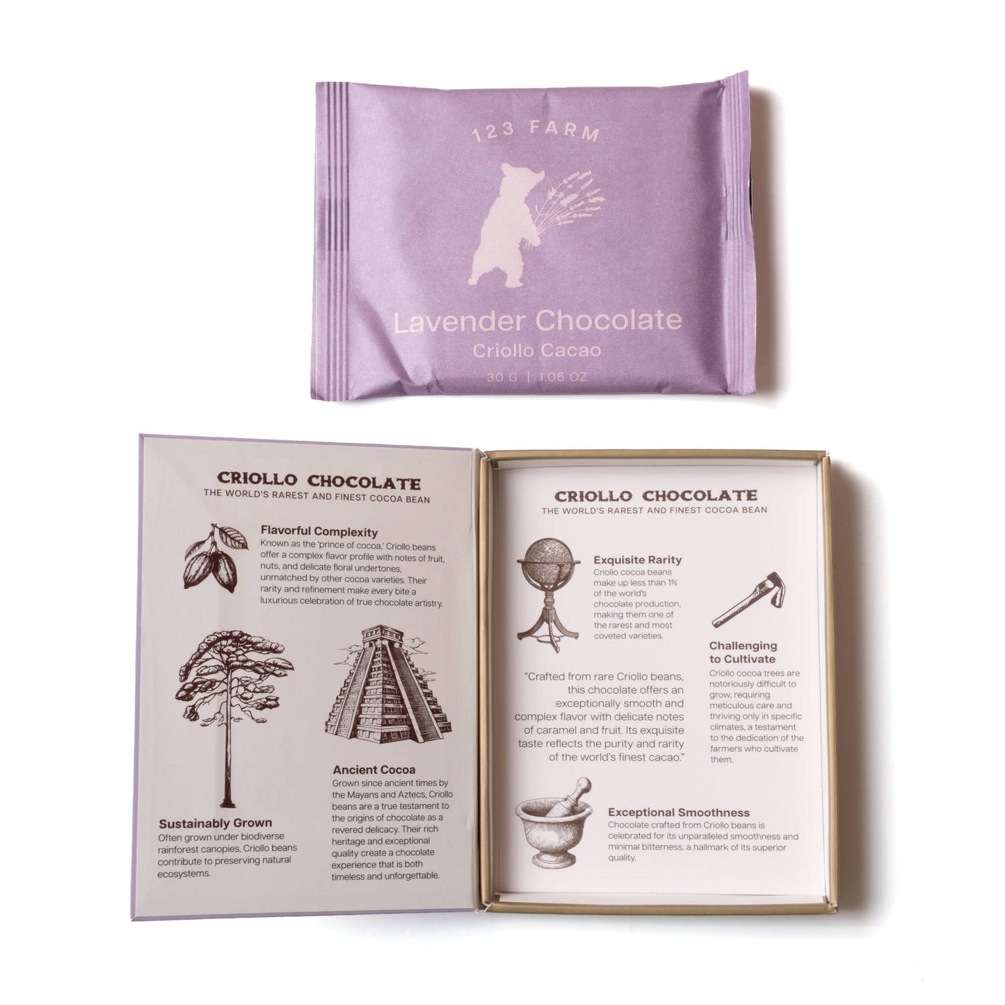 Lavender Chocolate Bar | Organic Criollo | 30g