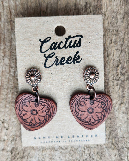 "Cowboy Sweetheart" Handmade Leather Earrings