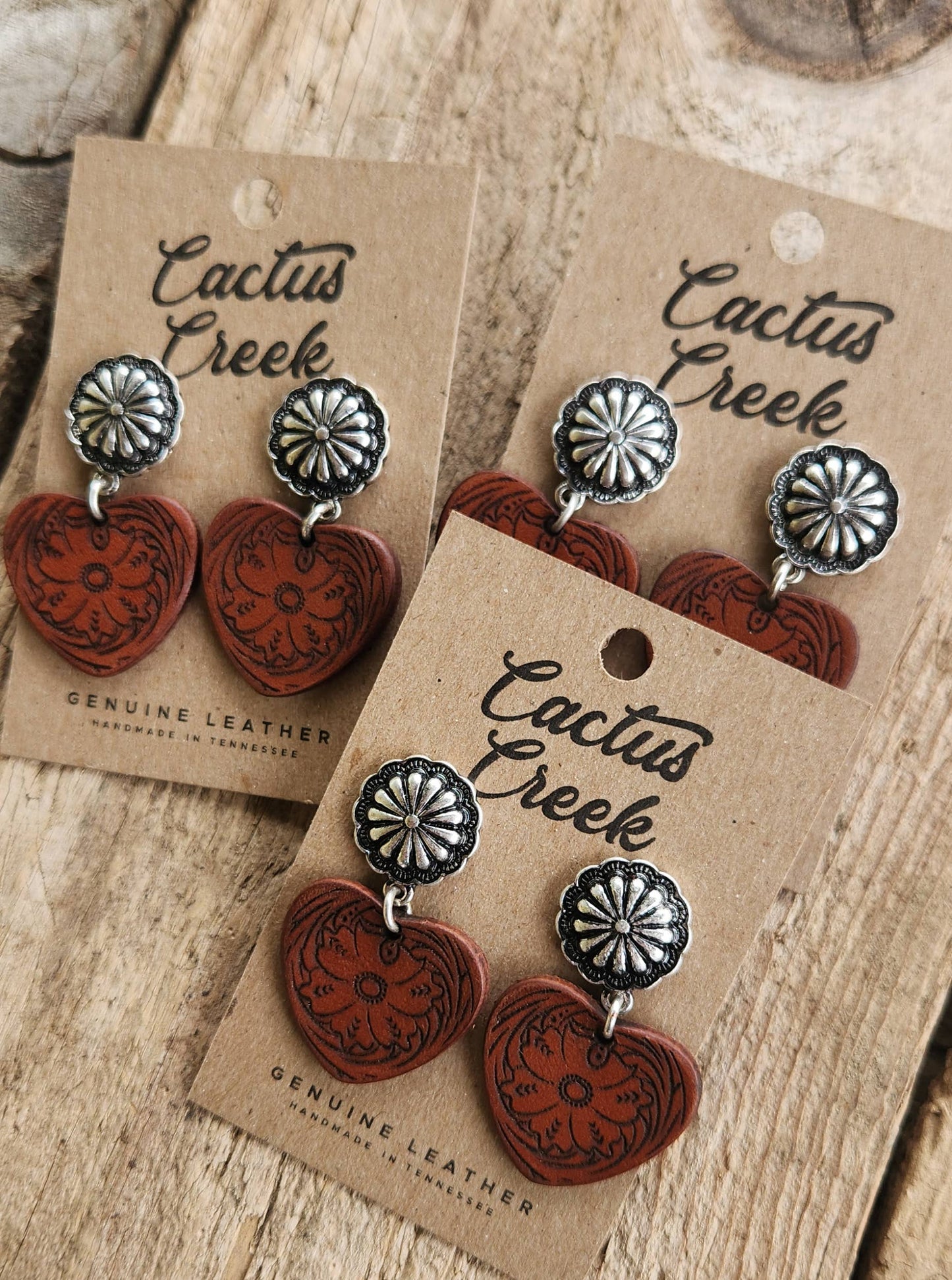 "Cowboy Sweetheart" Handmade Leather Earrings