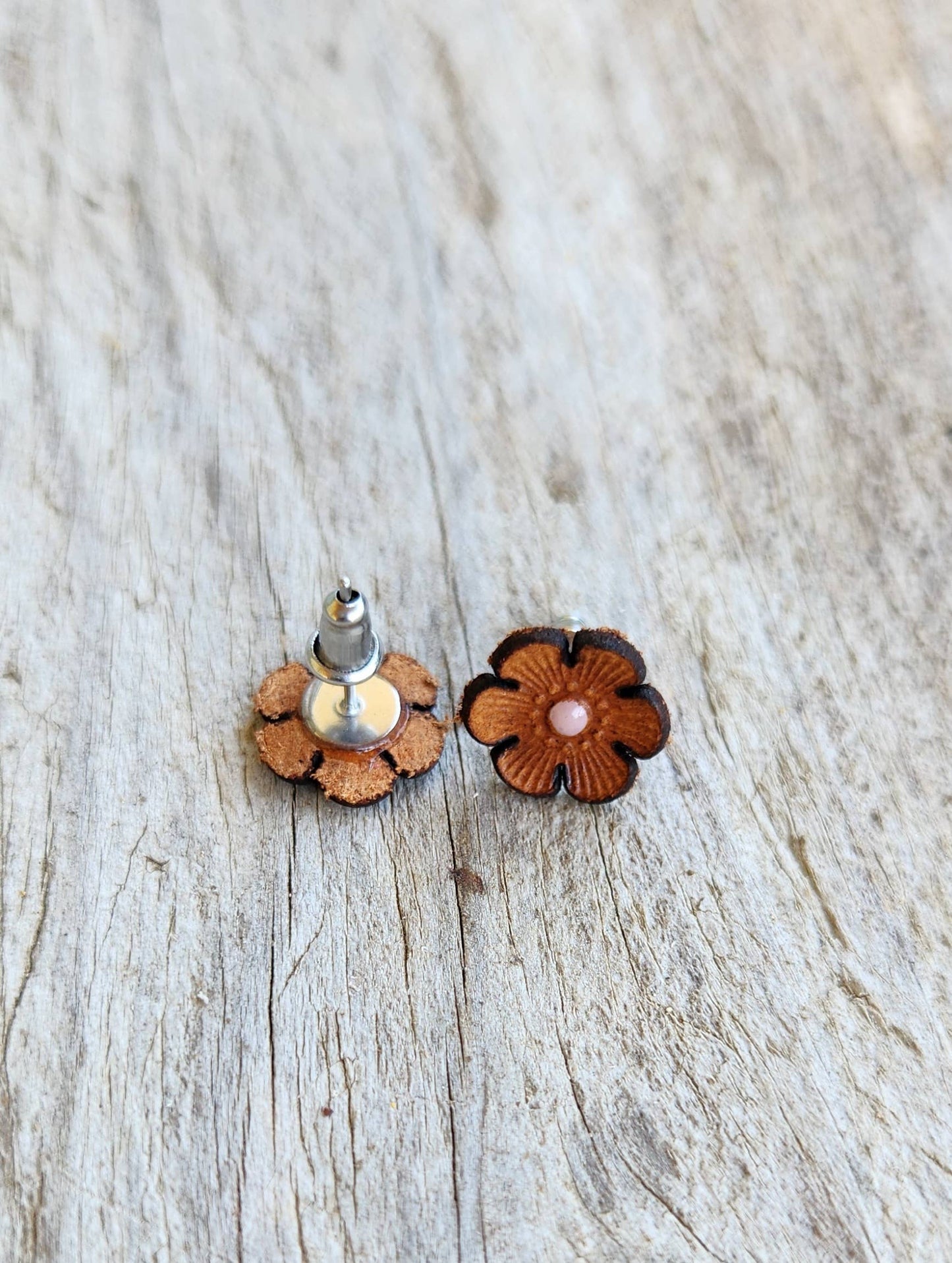 Cactus Flower Genuine Leather Earrings