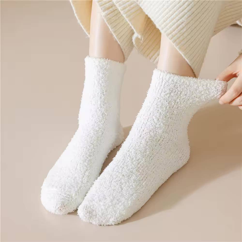 White Fuzzy Fluffy Socks for Women