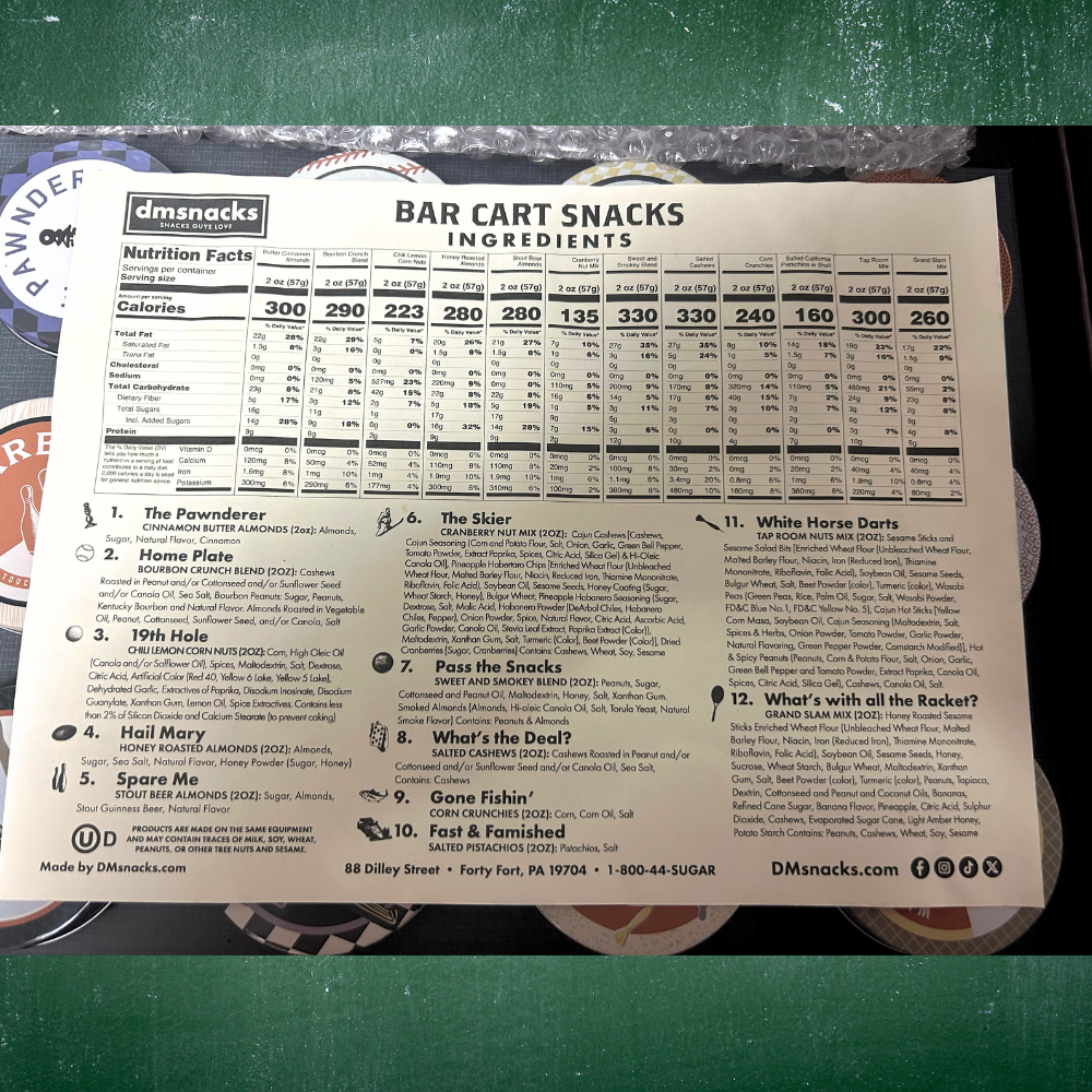Bar Cart Snacks - 12 Gift Tin Vintage Sports Theme Set