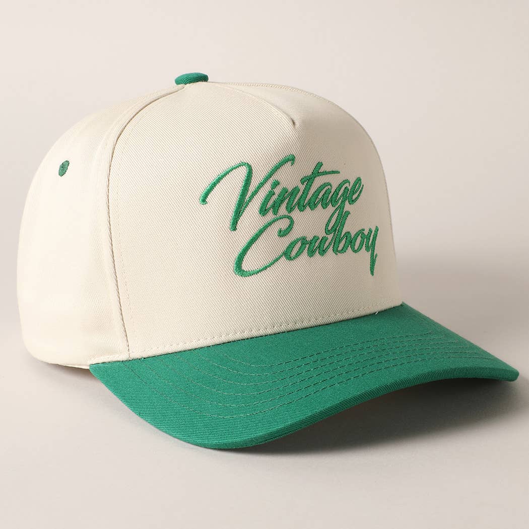 Vintage Cowboy Embroidery Two Tone Baseball Cap