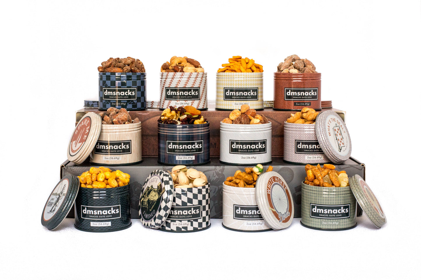 Bar Cart Snacks - 12 Gift Tin Vintage Sports Theme Set