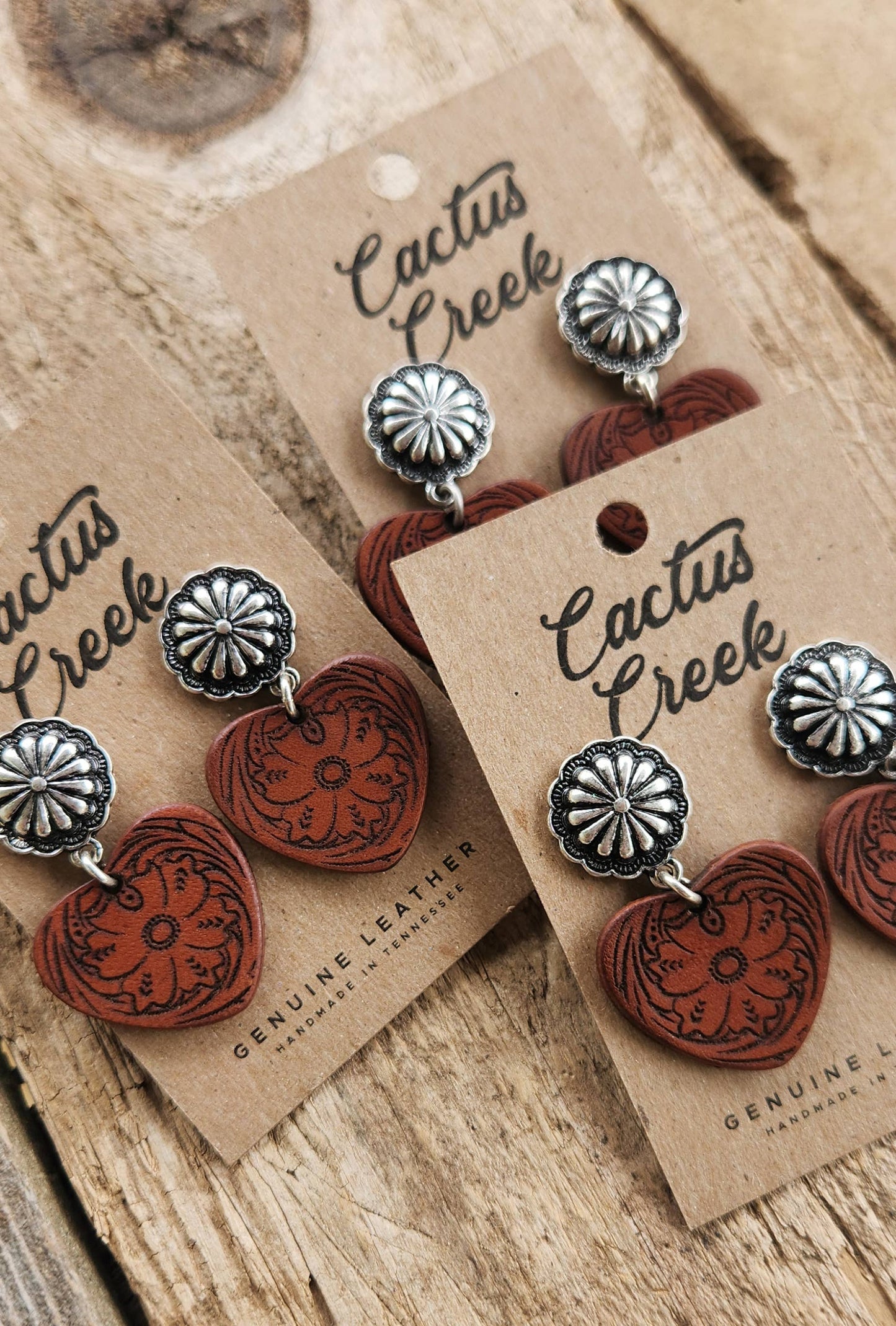 "Cowboy Sweetheart" Handmade Leather Earrings