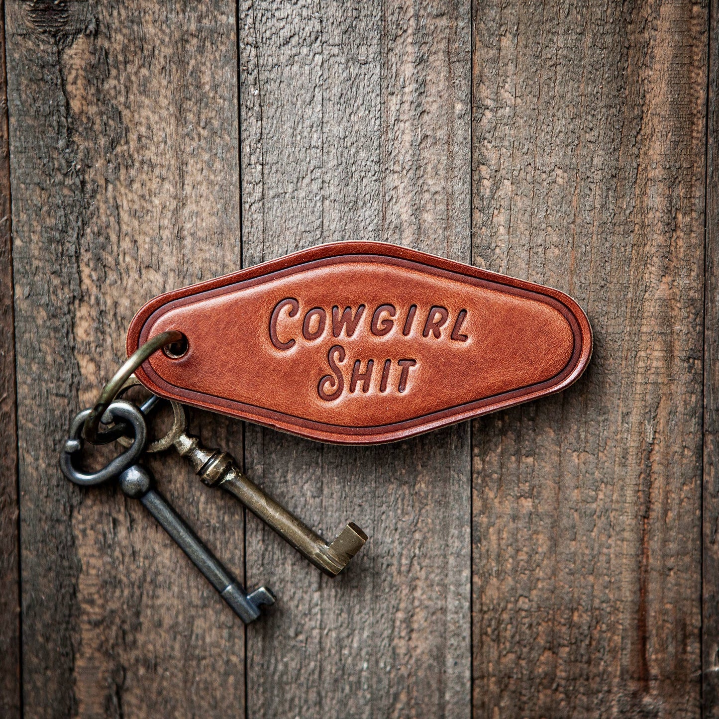 Cowgirl Shit Leather Keychain Motel Style