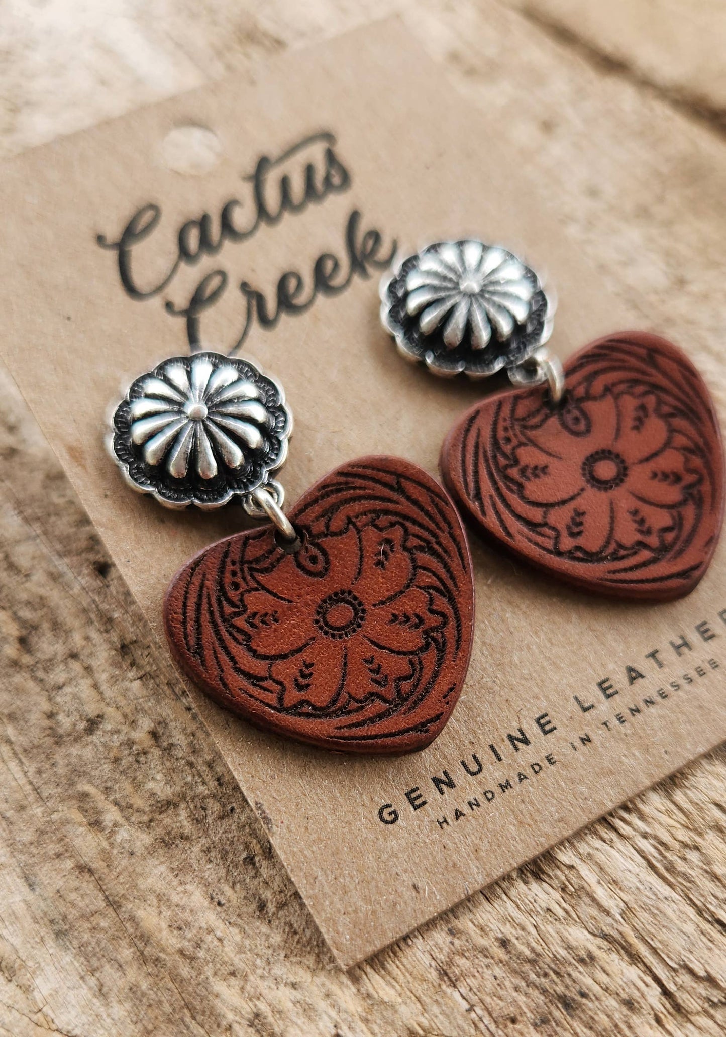 "Cowboy Sweetheart" Handmade Leather Earrings
