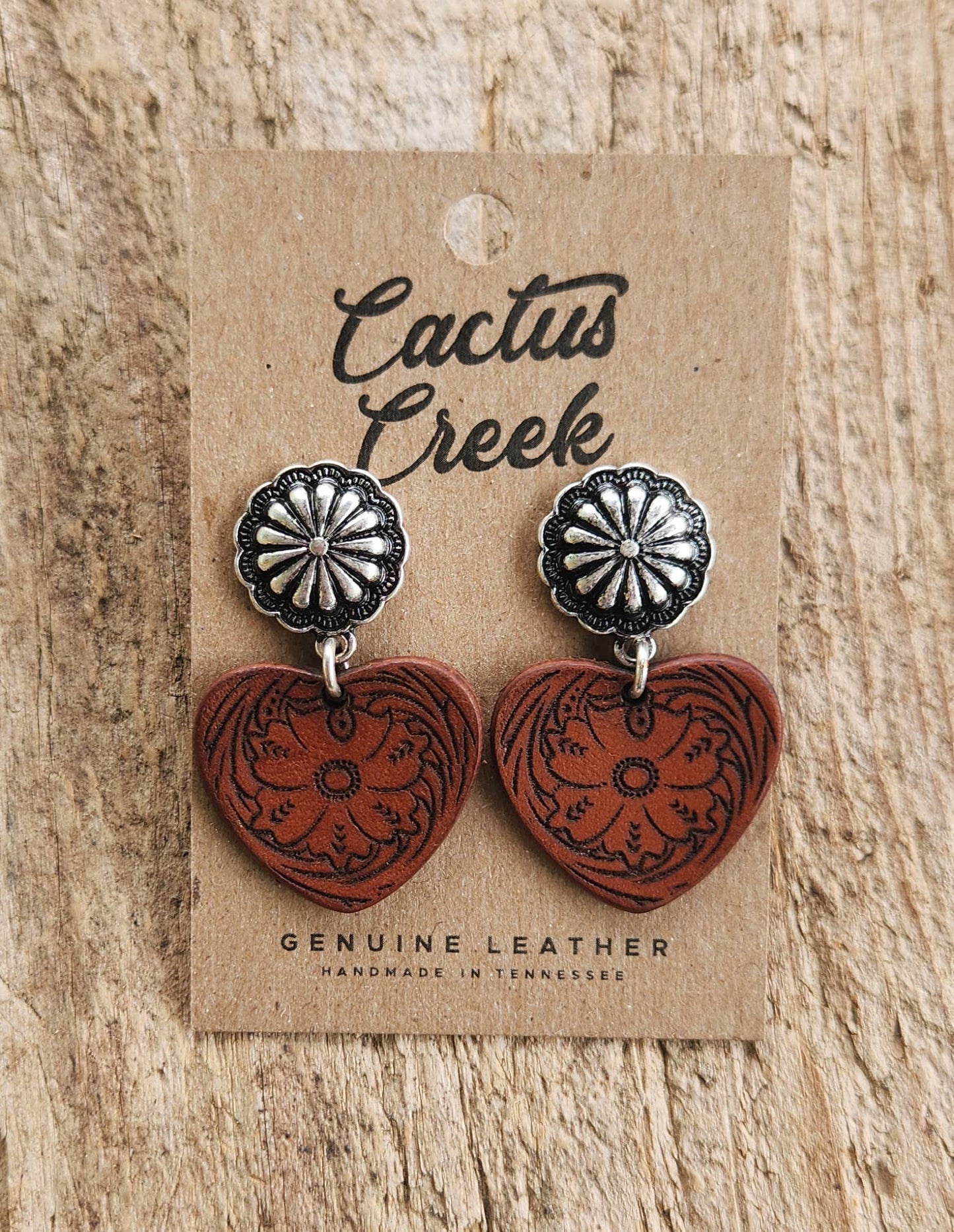"Cowboy Sweetheart" Handmade Leather Earrings