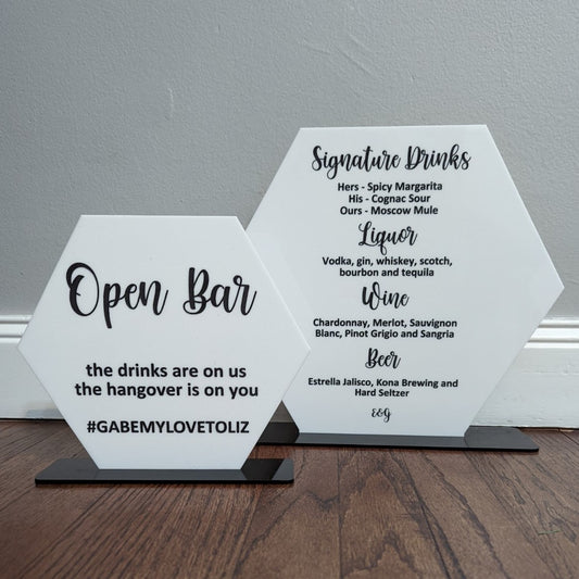 Open Bar and Signature Drinks Sign Duo